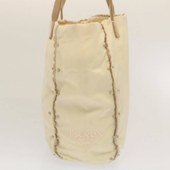 PRADA Tote Bag Nylon Beige Auth cl759 - Picture 3 of 16